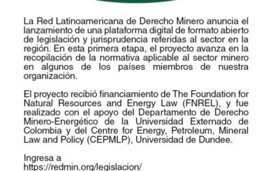 LANZAMIENTO DE NUEVA PLATAFORMA DIGITAL DE LEGISLACIÓN Y JURISPRUDENCIA EN TEMAS MINEROS LATINOAMERICANOS